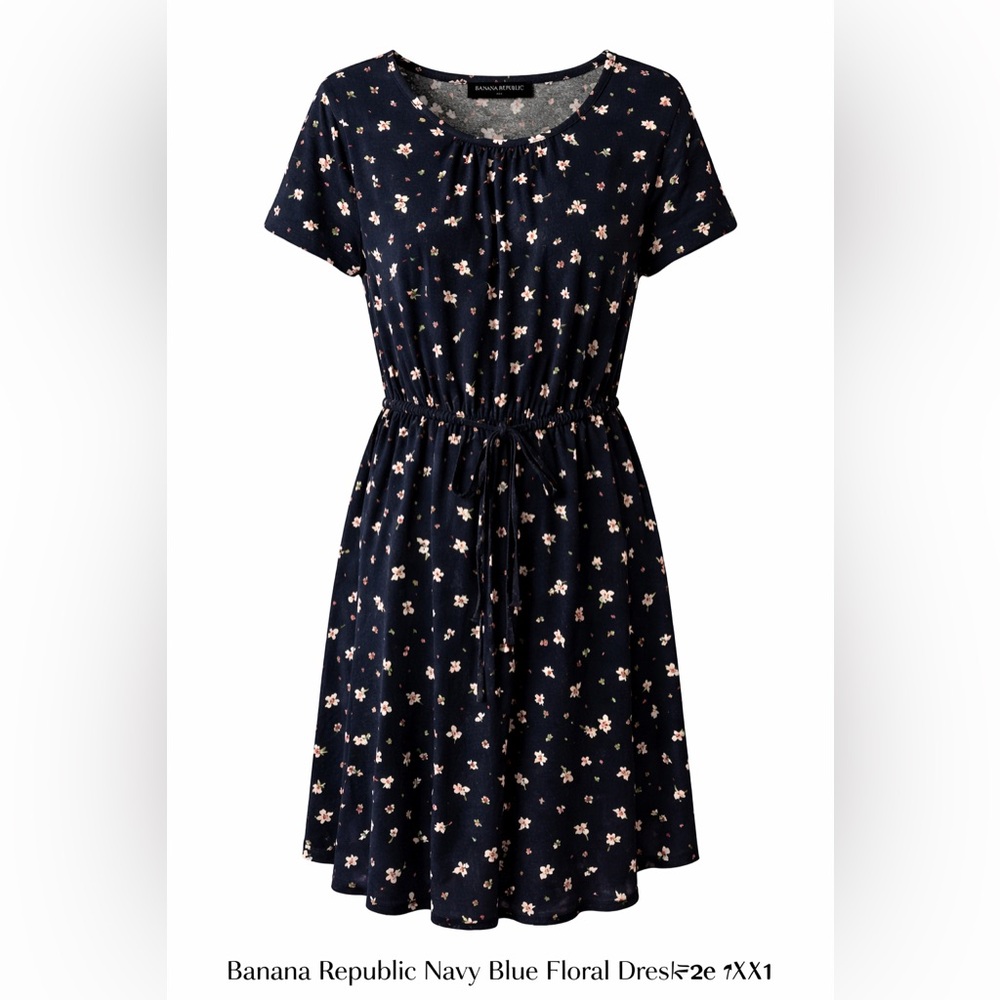 Banana Republic Navy Floral Midi Dress